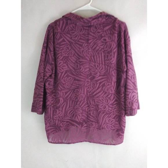 Alfred Dunner Petite Women's Sheer Floral Button Up Shirt With Tank Size 16P - Picture 3 of 6